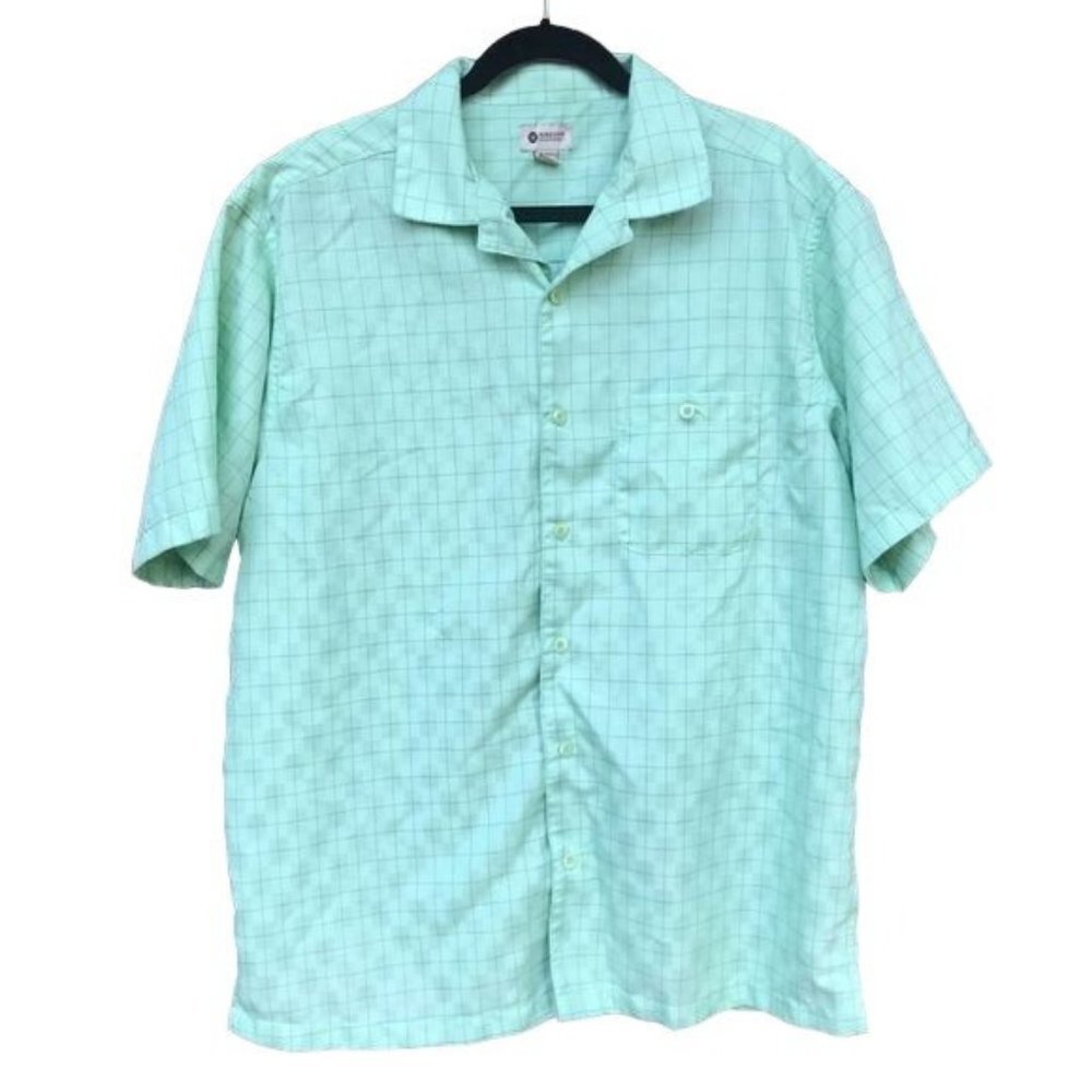Haggar Button Down Mint Green Short Sleeve Shirt Size L